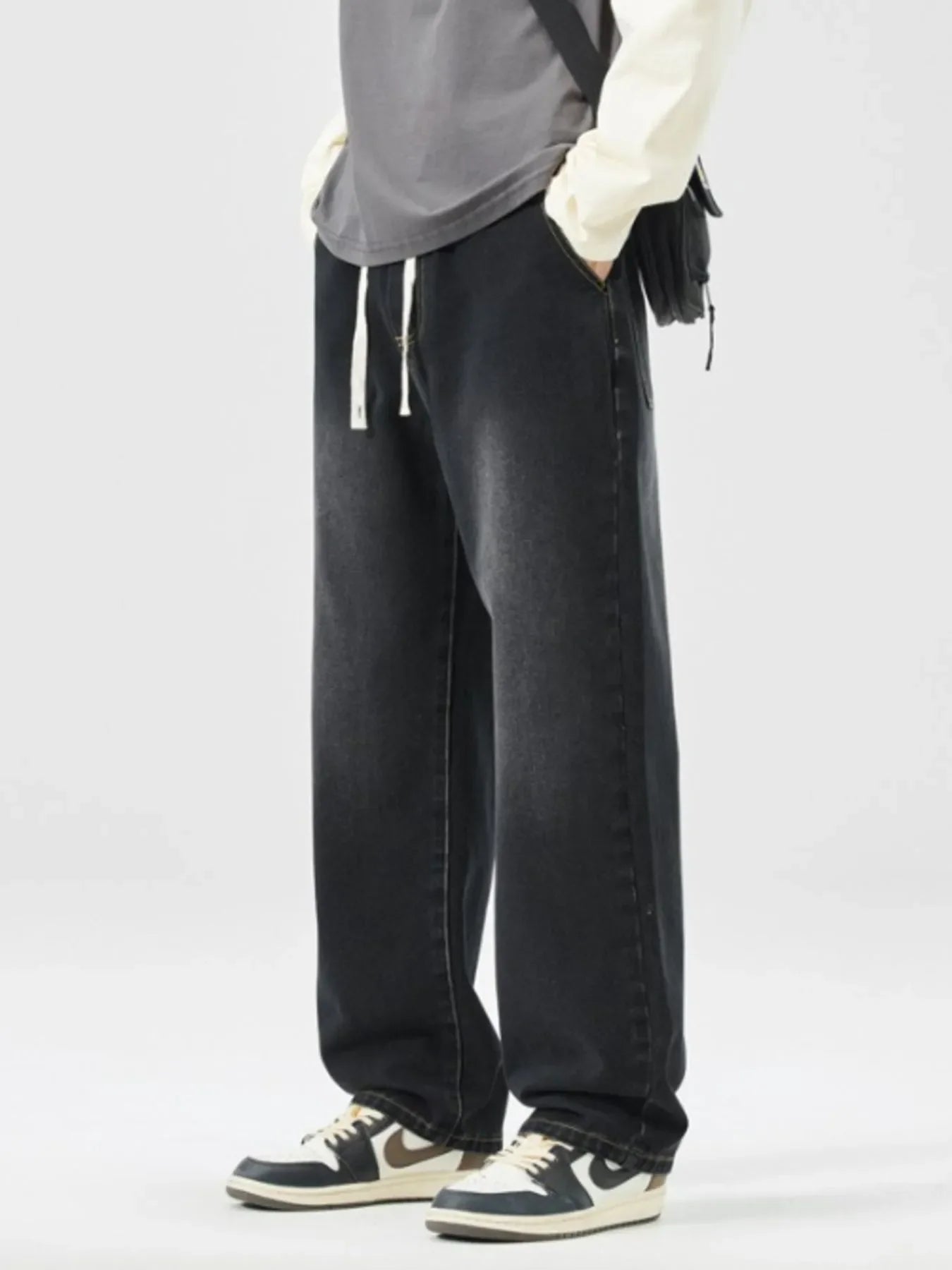 Men's Full Size Wide Leg Wash Jeans Plus Size
