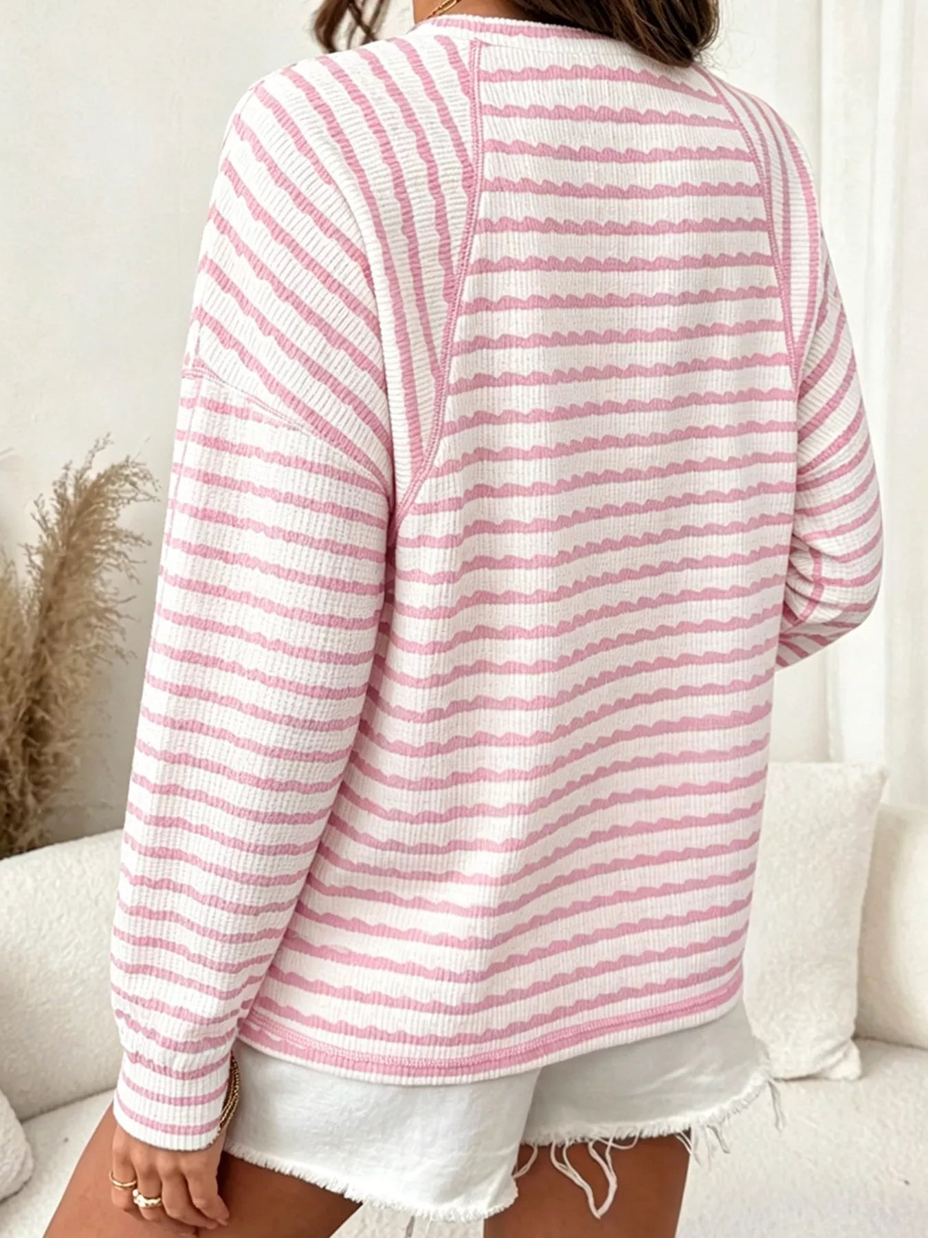 Casual Striped Raglan Sleeve Long-Sleeve T-Shirt