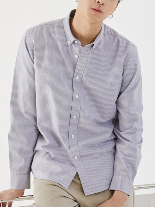 Men's Full Size Striped Button Up Long Sleeve Shirt Plus Size