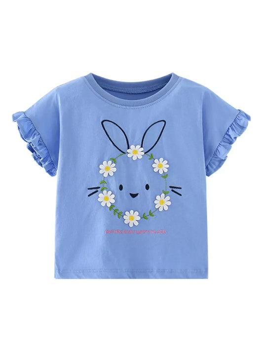 Children's Bunny & Daisy Graphic Ruffle Sleeve T-Shirt