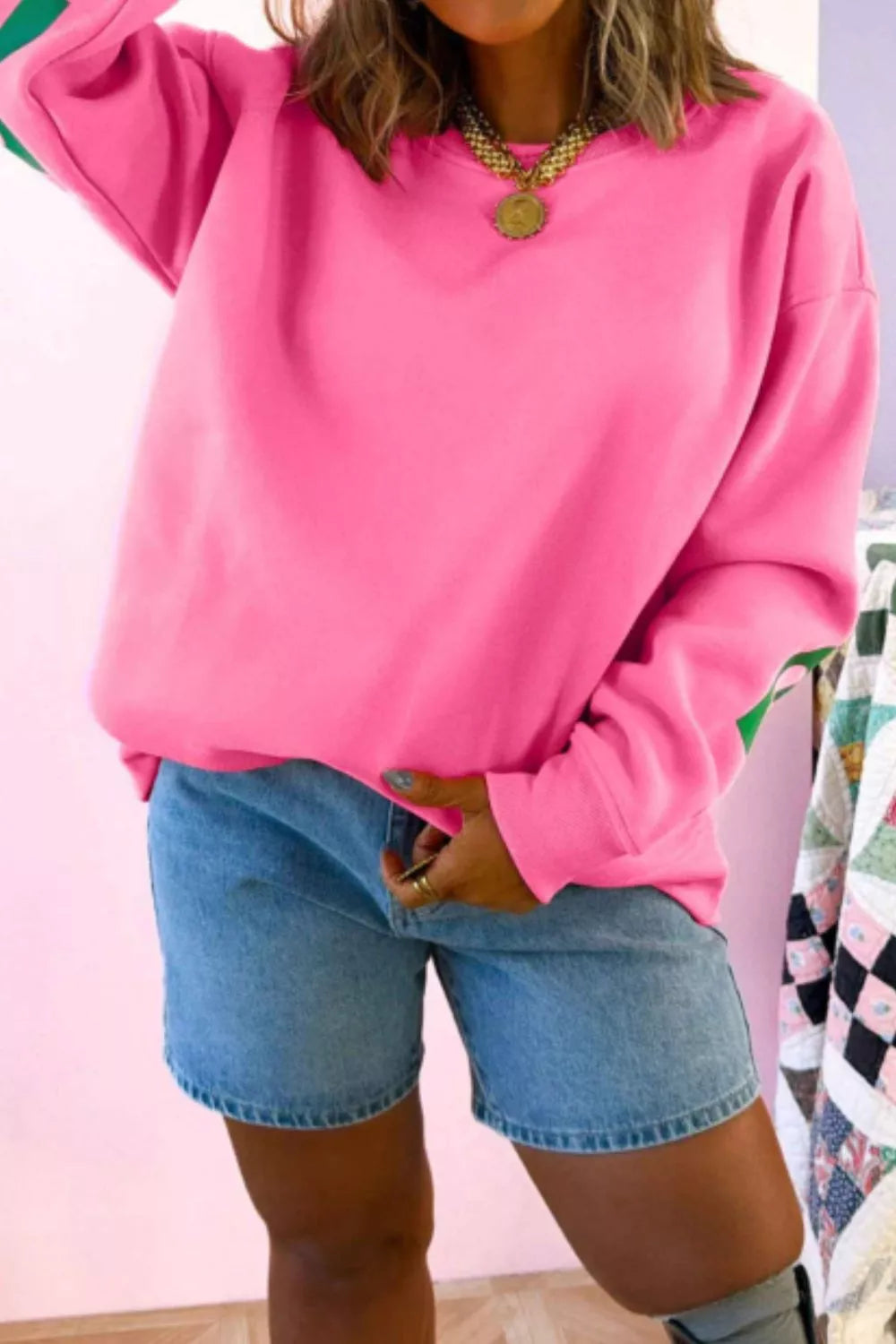 Slogan Print Round Neck Long Sleeve Sweatshirt