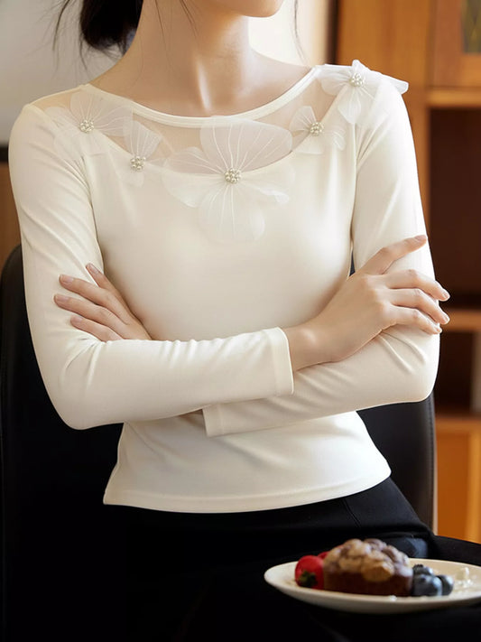 Floral Applique Long Sleeve T-Shirt