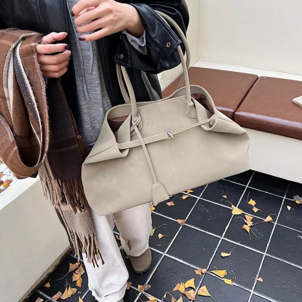 Elegant Suede Tote Handbag