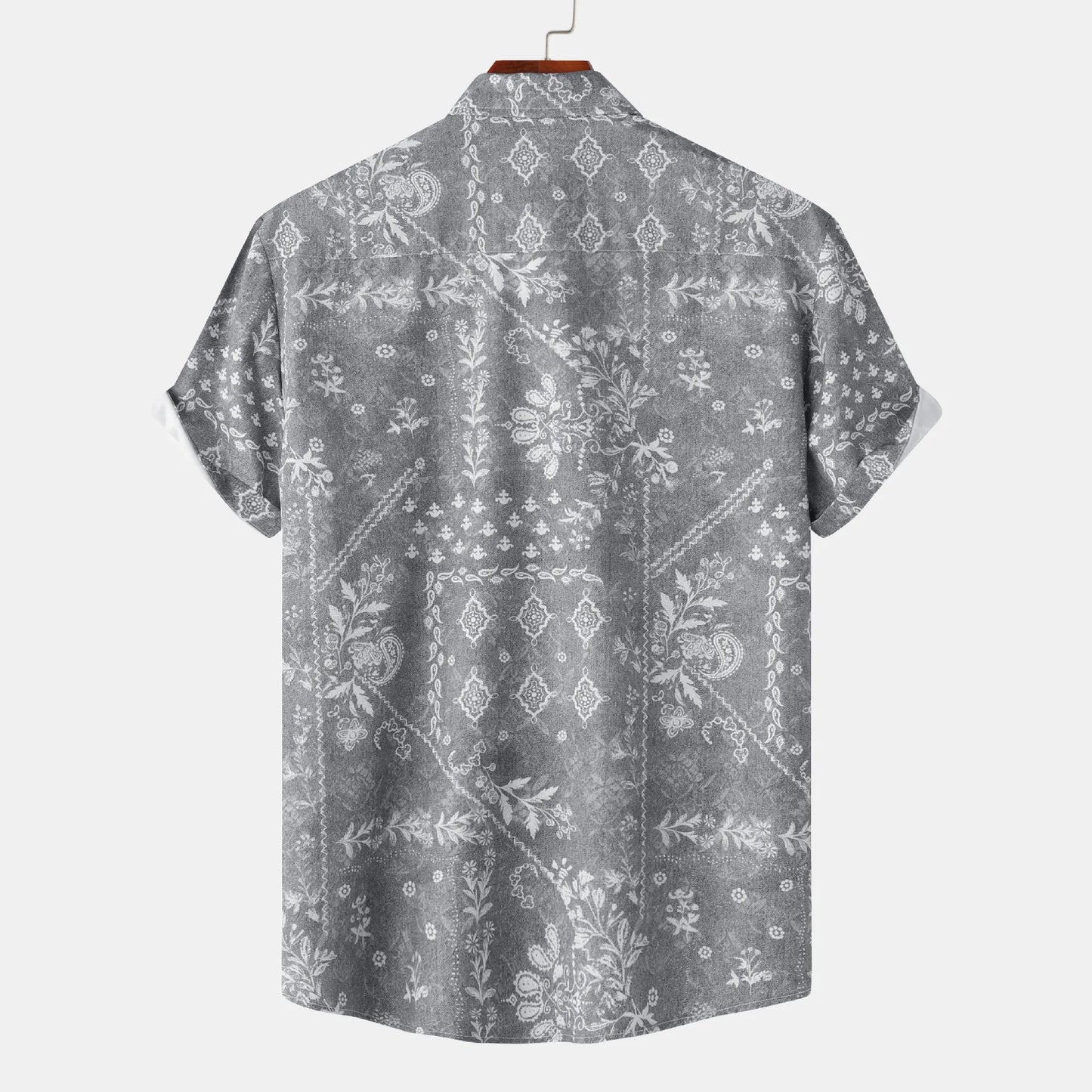 Men's Printed Short Sleeve Button-Up Shirt