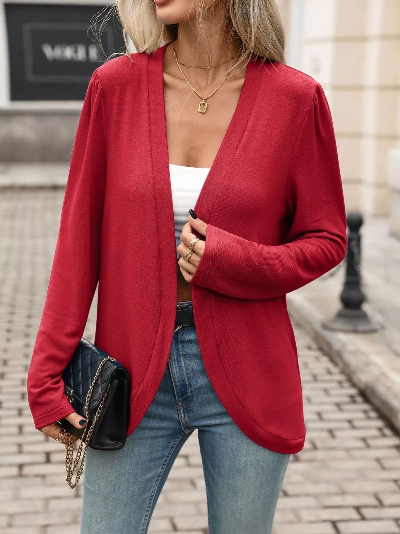 Open Front Long Sleeve Cardigan