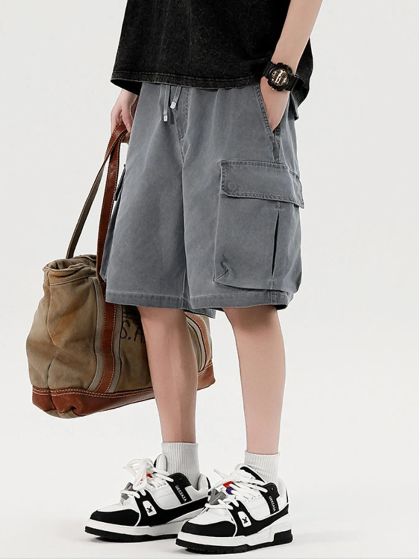 Men's Elastic Waistband Cargo Shorts