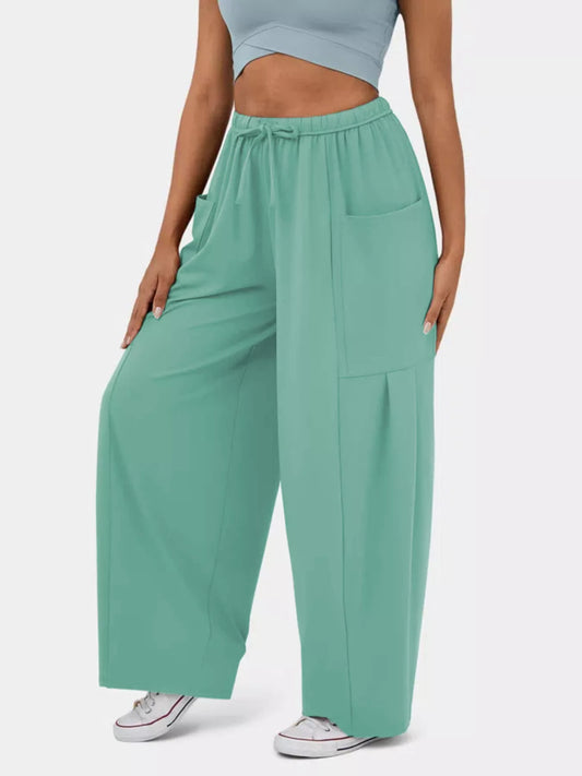 High-Waisted Drawstring Wide-Leg Pants