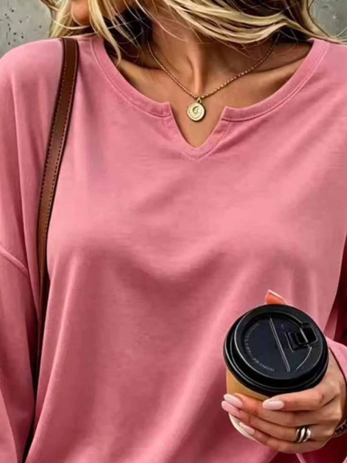 Full Size Solid Color Long Sleeve Loose T-Shirt Plus Size