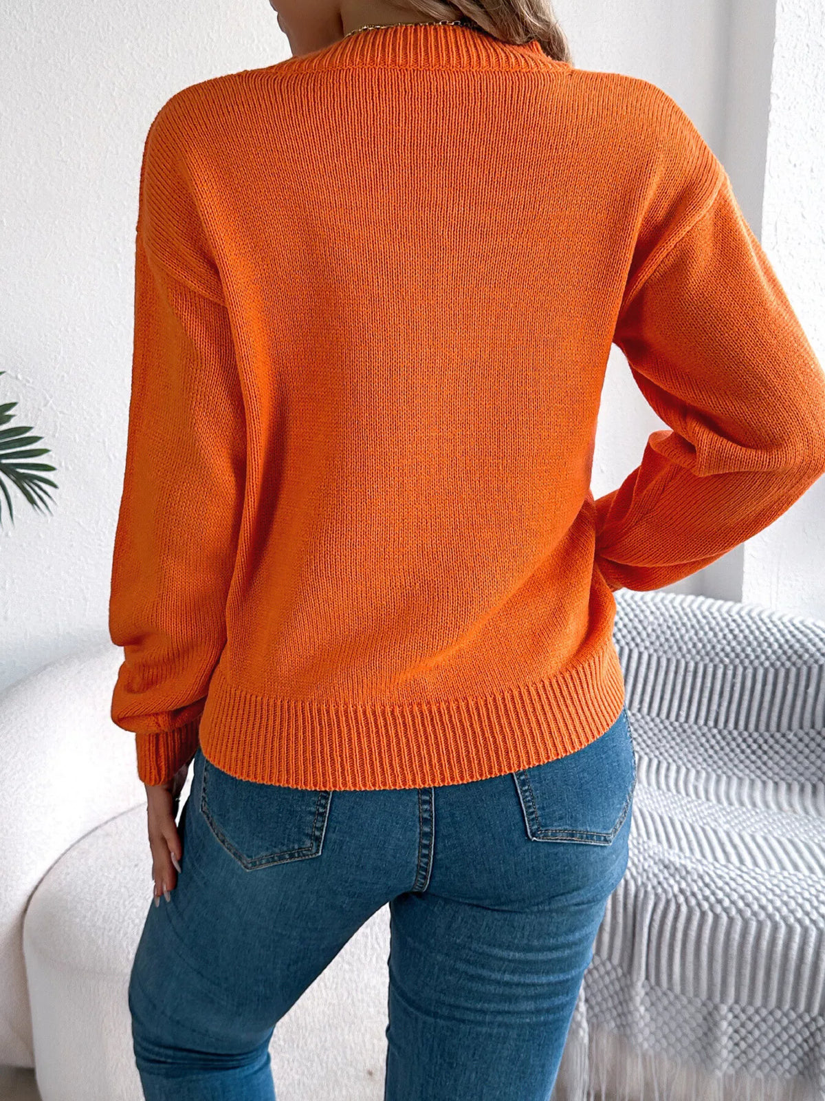 Halloween Pumpkin Face Knit Top