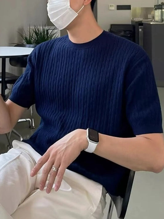 Men's Full Size Round Neck Short Sleeve Knit Top Plus Size