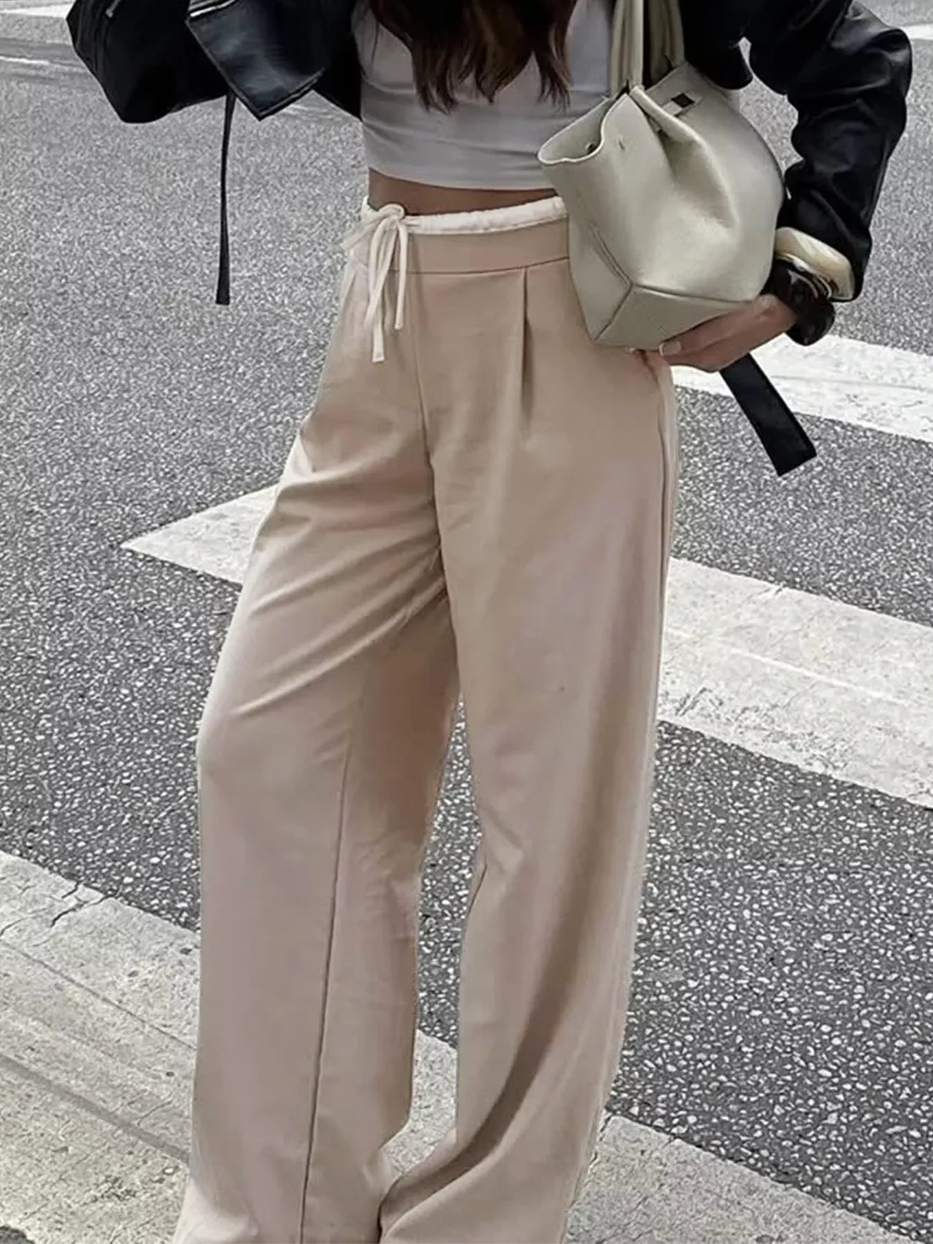 Wide-Leg Pants with Drawstring Waist