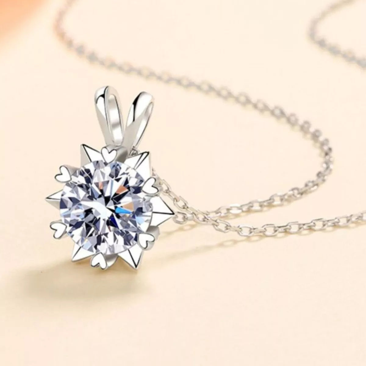 1 Carat 925 Sterling Silver Moissanite Pendant Necklace