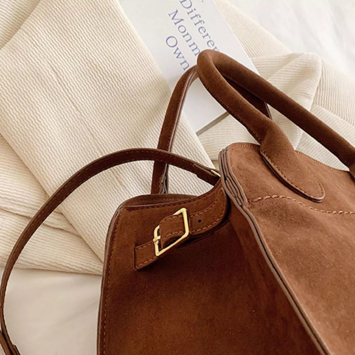 Suede Leather Large Handbag