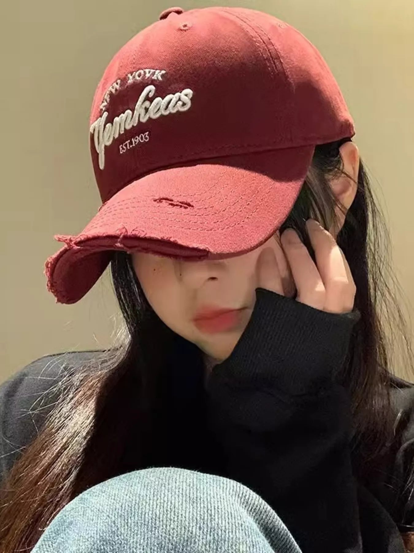 Distressed Embroidered Baseball Cap