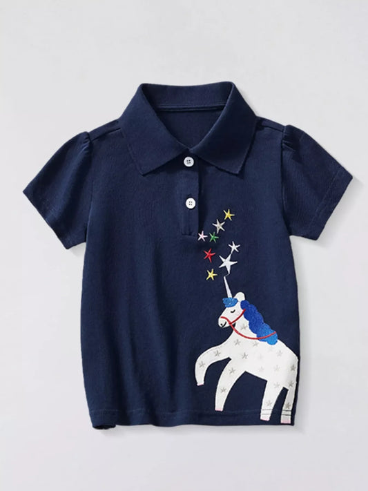 Children's Unicorn & Stars Embroidered Polo