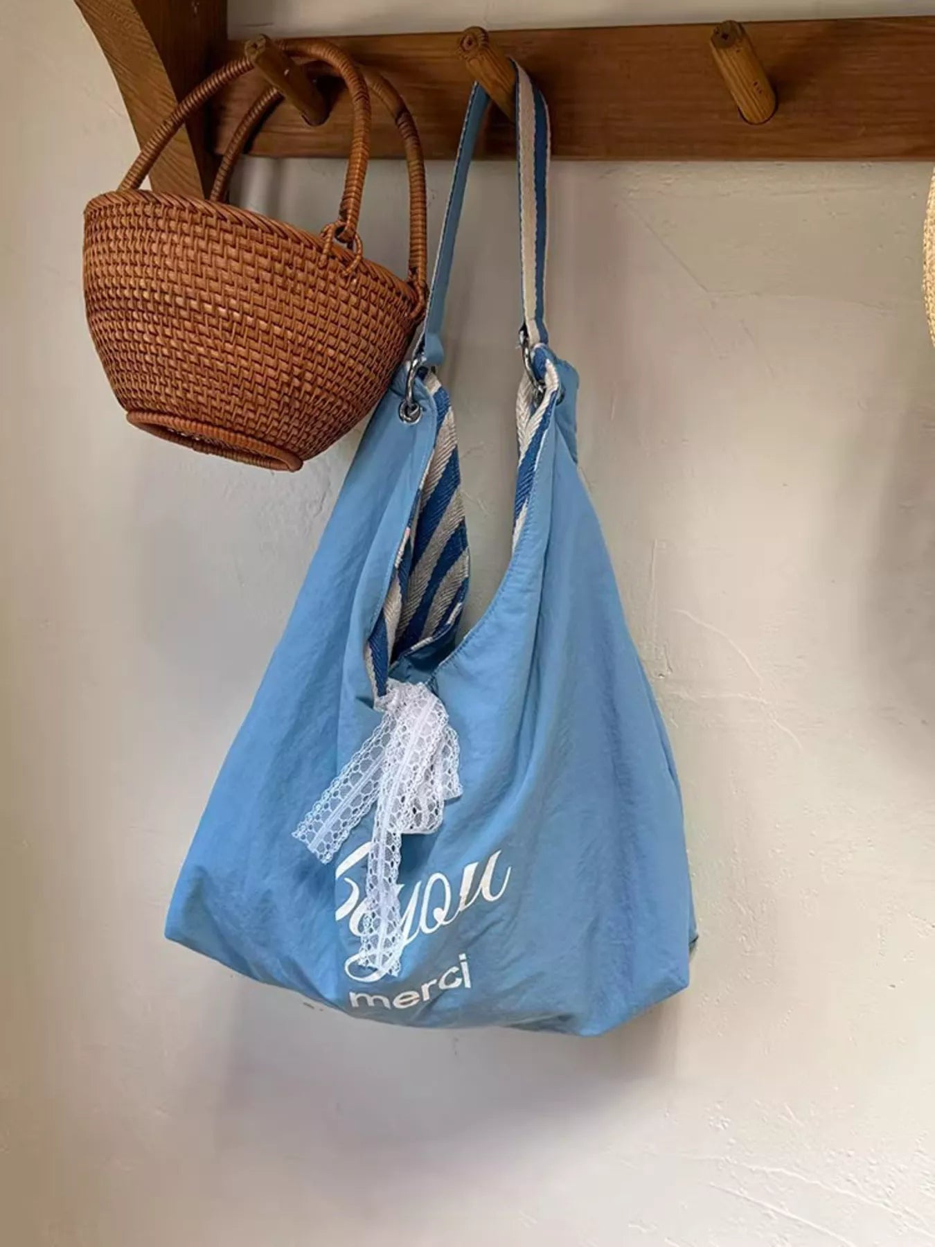 Striped Canvas Tote Bag