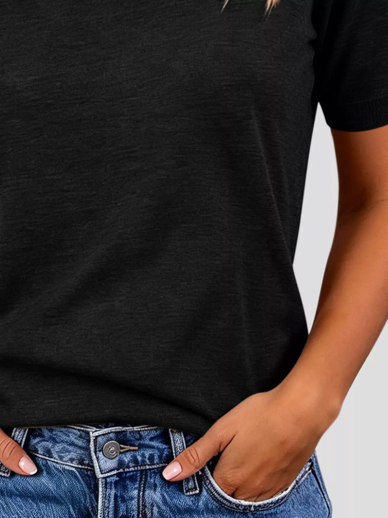 Classic Crew Neck Short Sleeve Knit Top