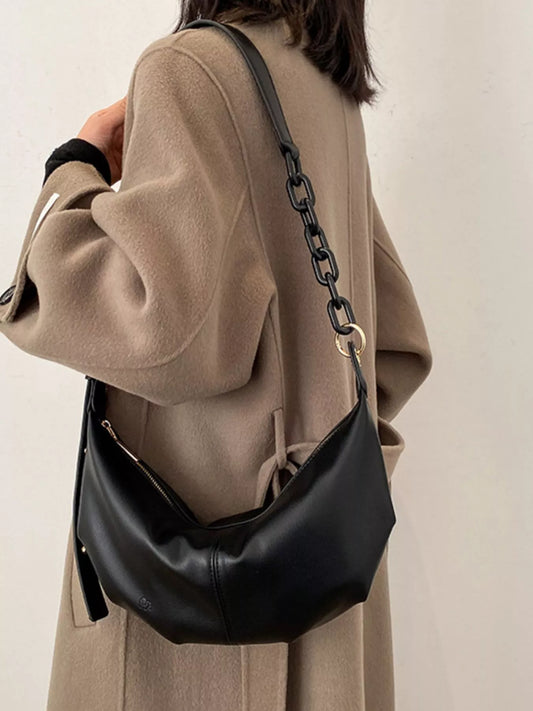 Leather Crescent Crossbody Bag