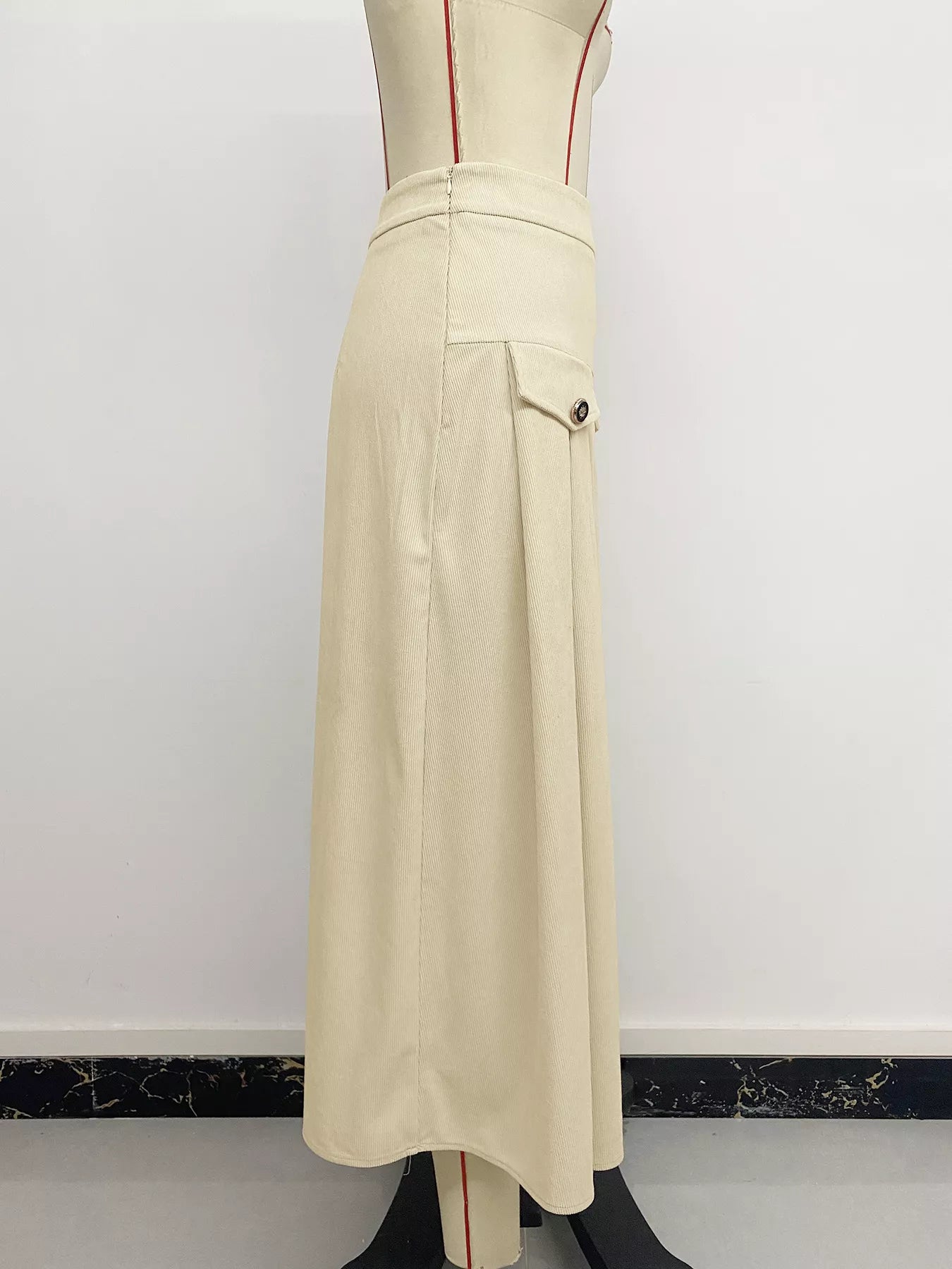 High Waist Pleated Midi Skirt