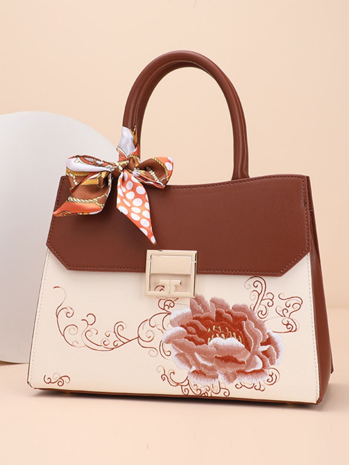 Floral Top Handle Handbag