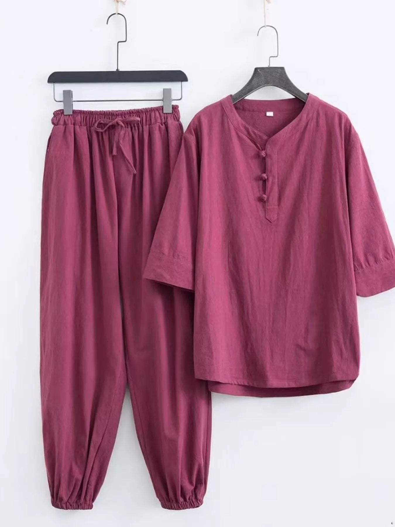 Men's Plus Size Chinese Style Top and Pants Set