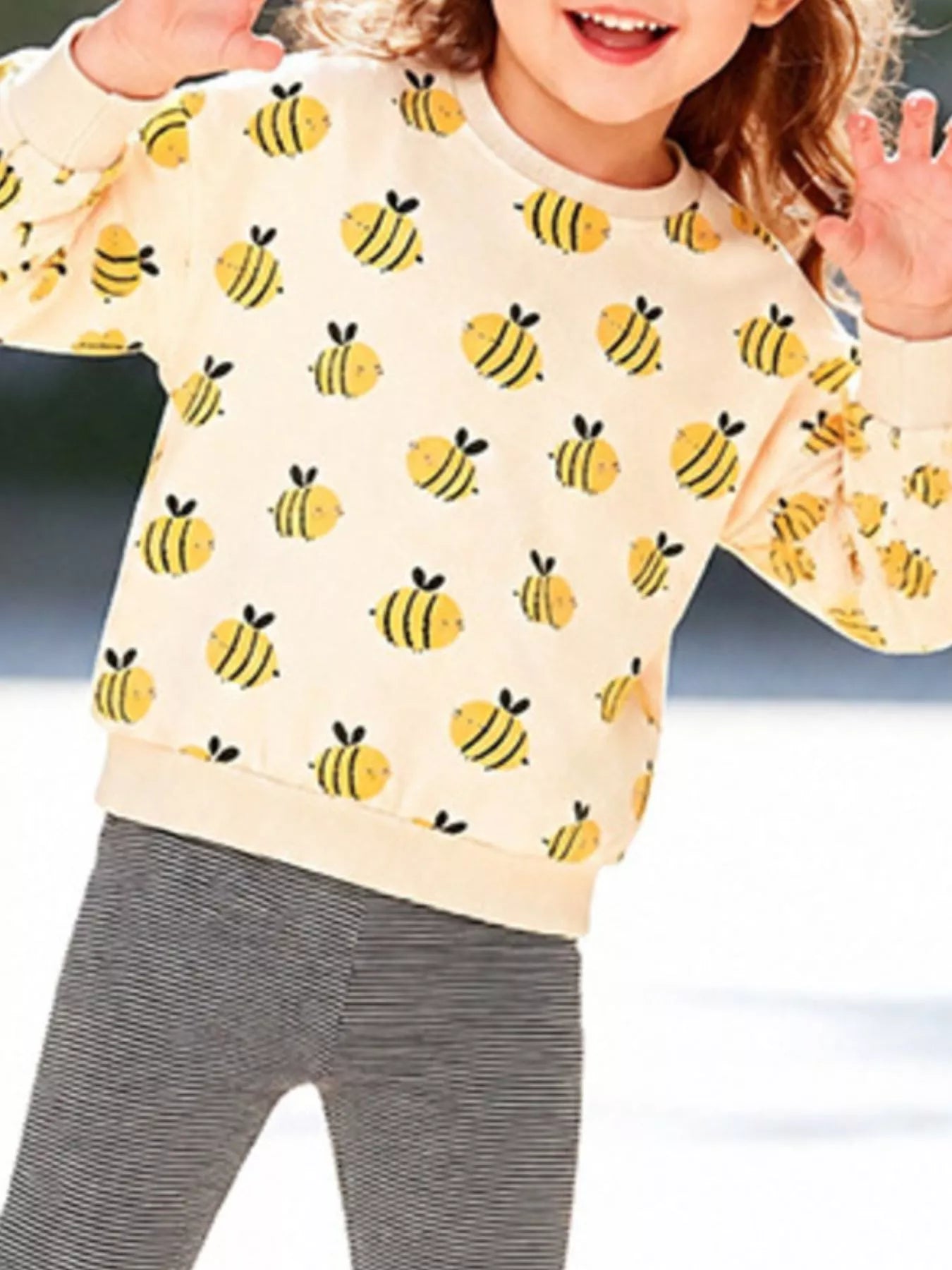Children's Bee Print Sweatshirt and Leggings Two-Piece Set