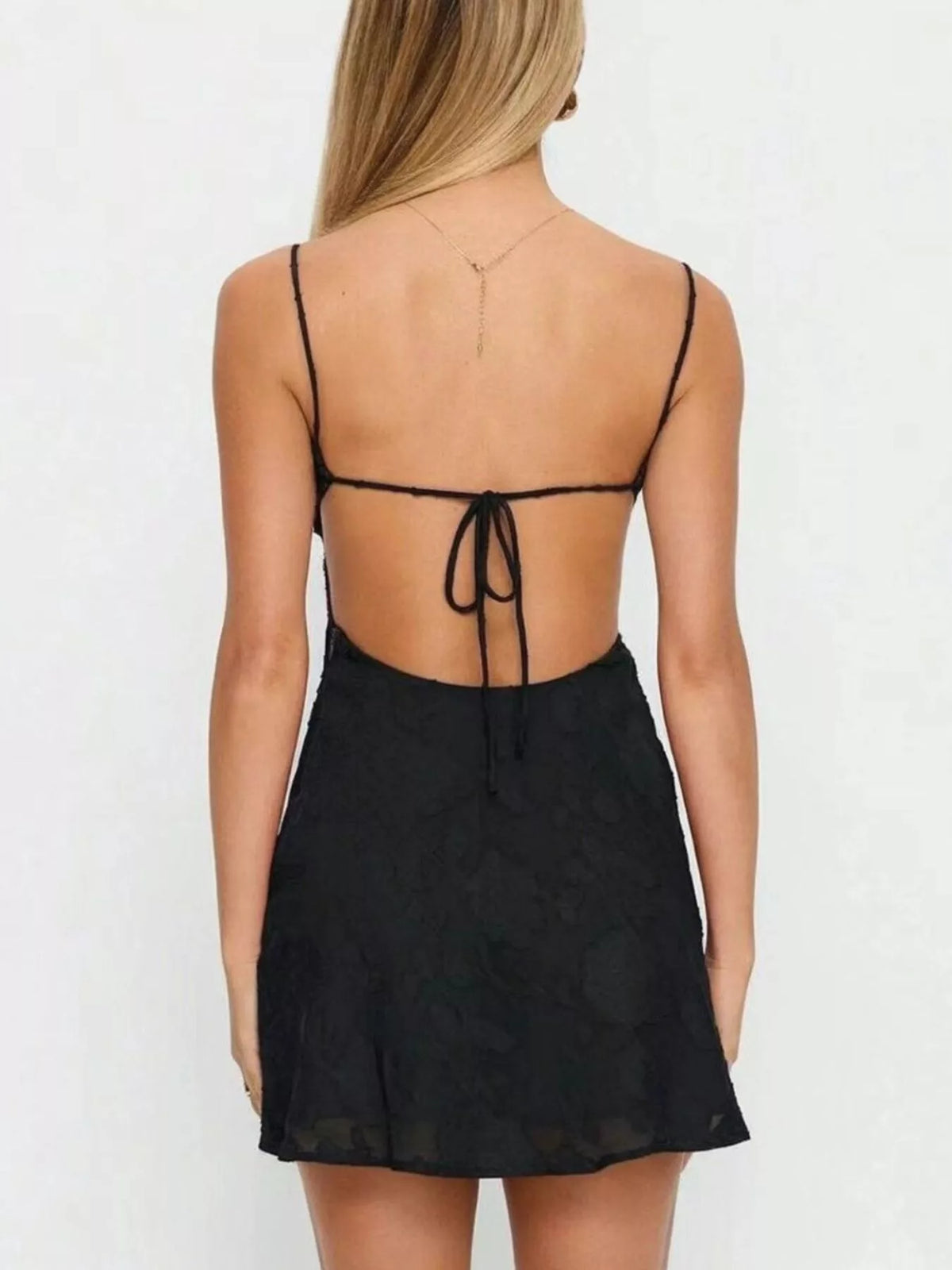 Backless Spaghetti Strap Mini Dress