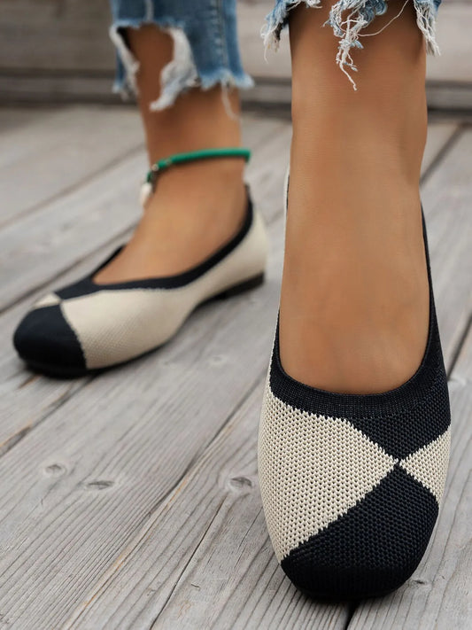 Color Block Knit Slip-On Loafers