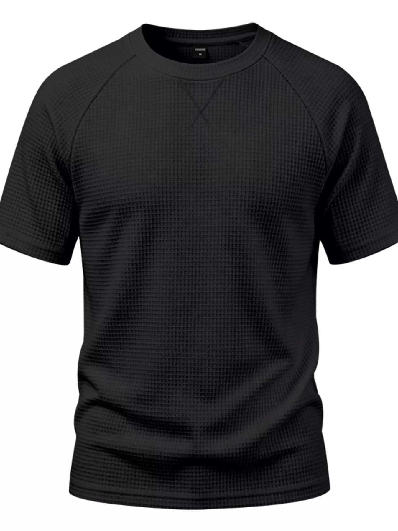 Men's Full Size Waffle Knit Raglan Short Sleeve T-Shirt Plus Size