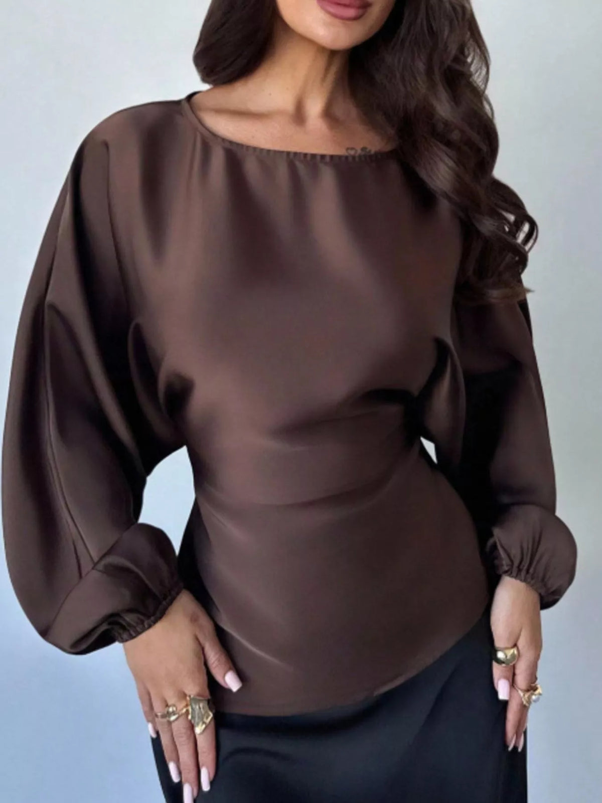 Back Tie Long Sleeve Blouse