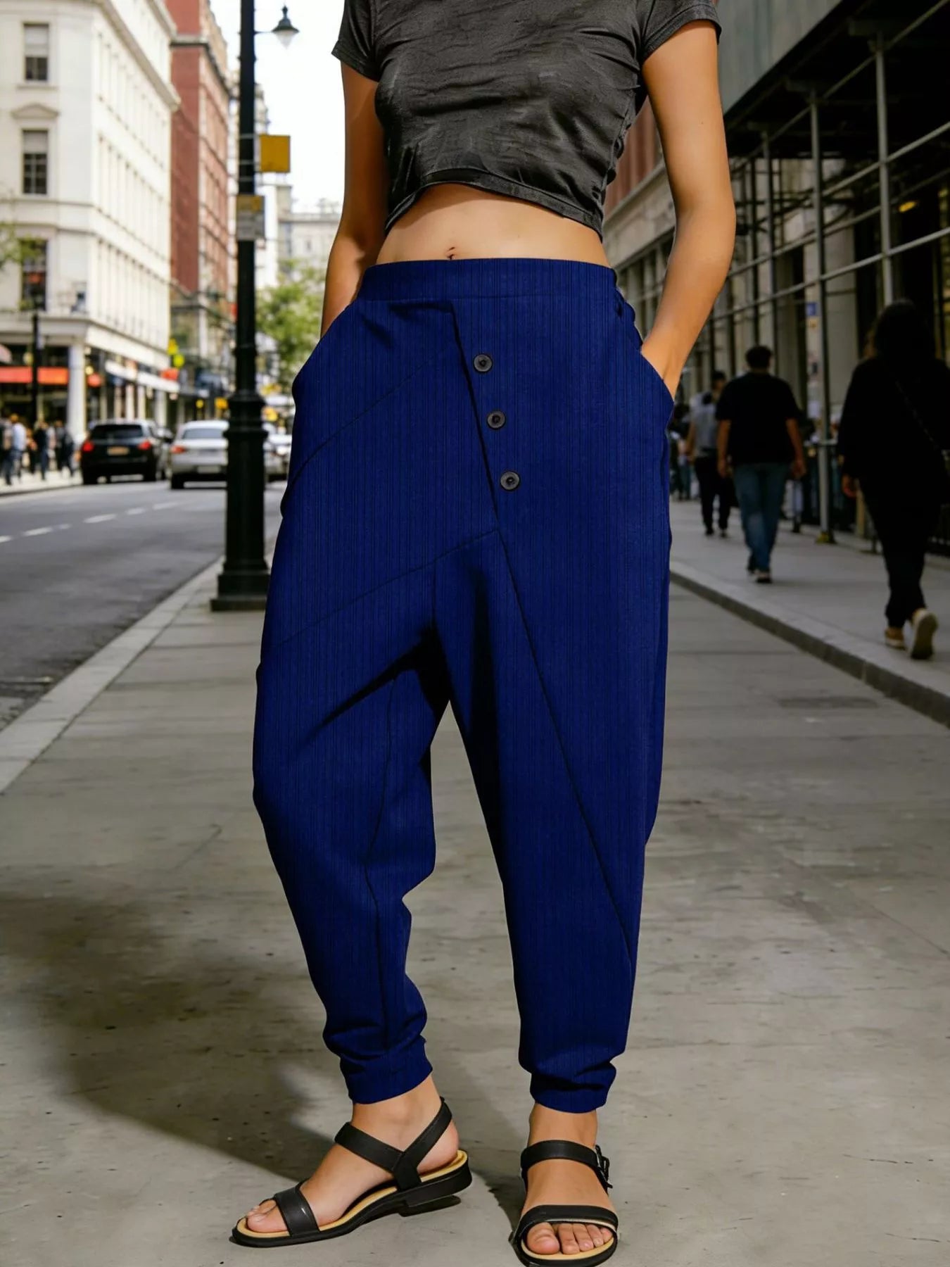 Plus Size Casual Elastic Waist Harem Pants