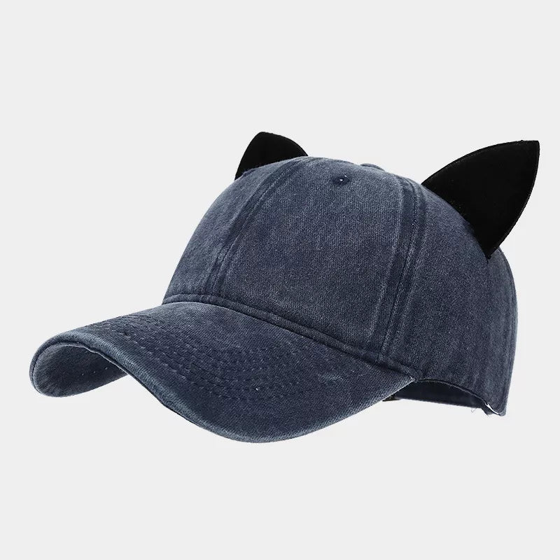 Washed Cat Ear Baseball Cap