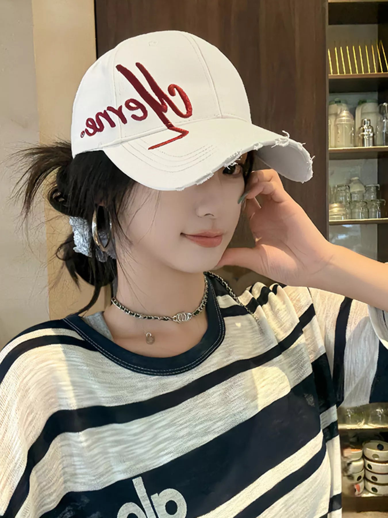 Embroidered Distressed Baseball Cap