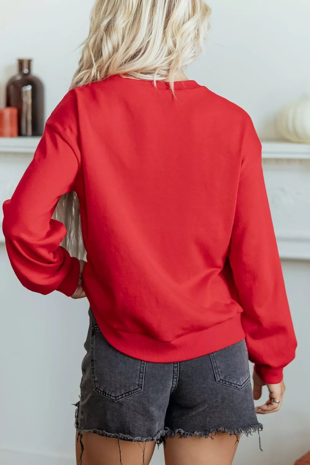 Gingham Patch Embroidered Rugby Game Day Stars Sweatshirt