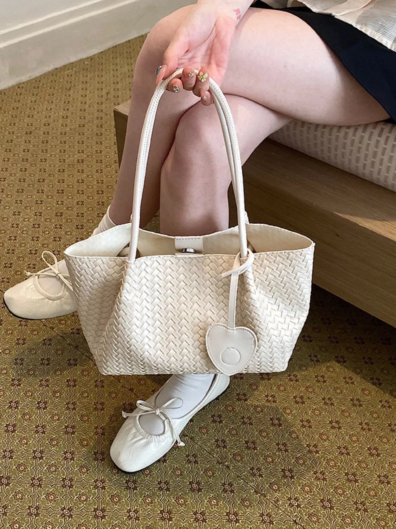 Woven Tote Shoulder Bag