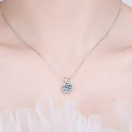 1 Carat 925 Sterling Silver Moissanite Pendant Necklace