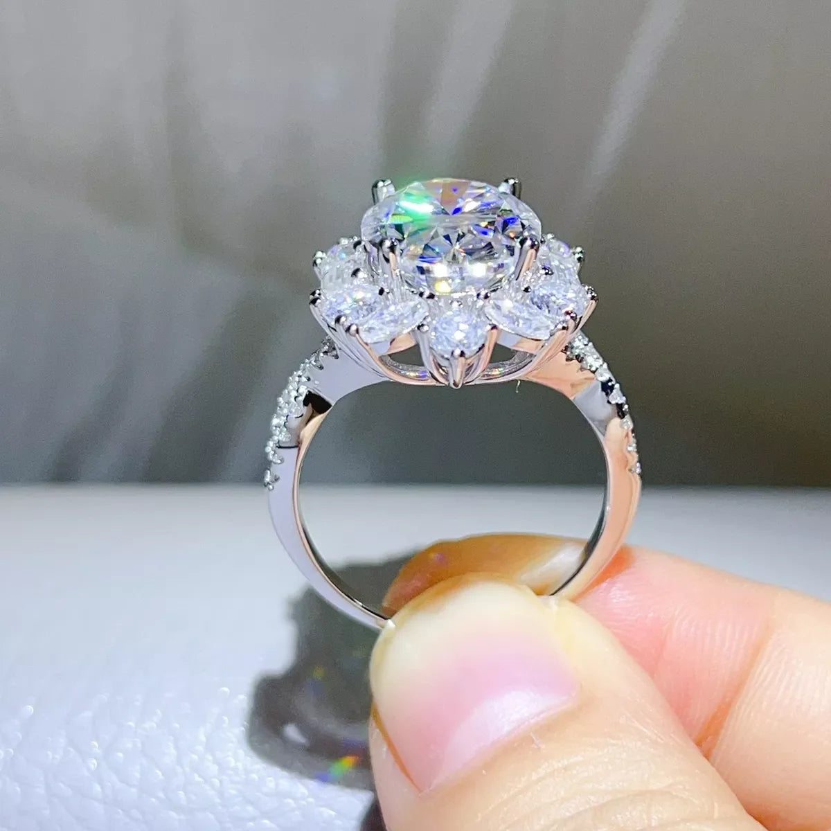 8 Carat 925 Sterling Silver Moissanite Ring
