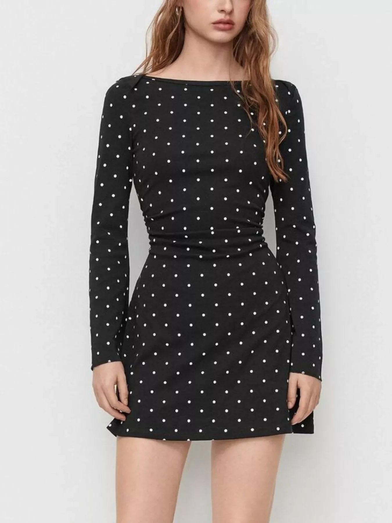 Polka Dot Flare Sleeve Mini Dress