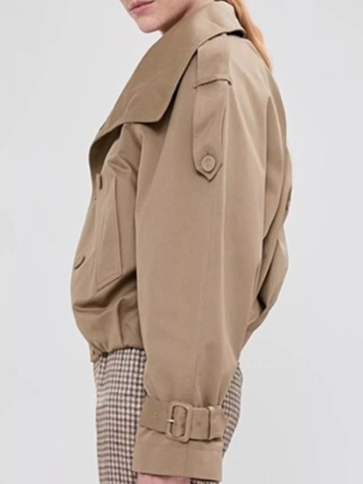 Double-Breasted Cropped Trench Jacket