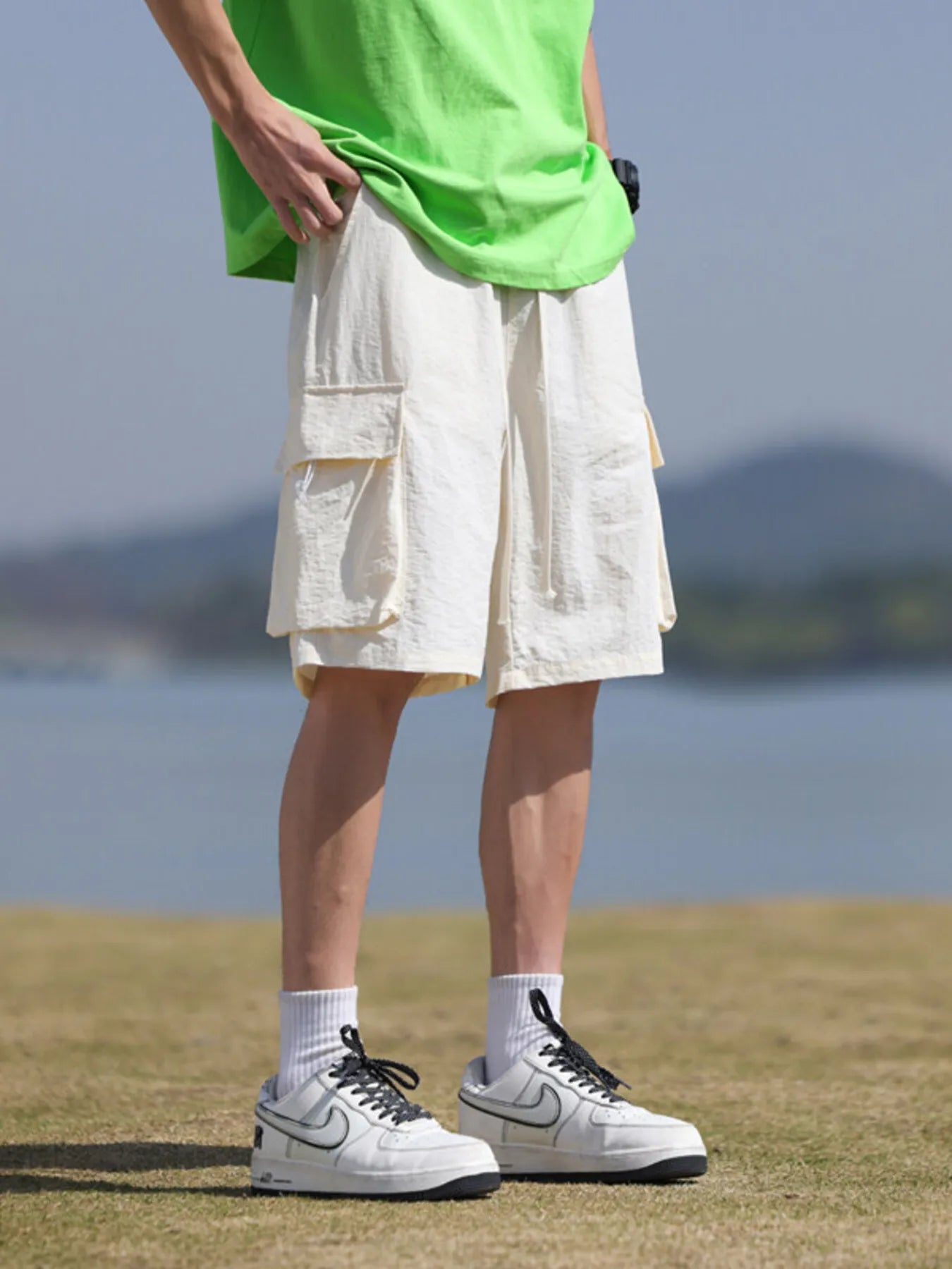 Men's Plus Size Drawstring Cargo Shorts
