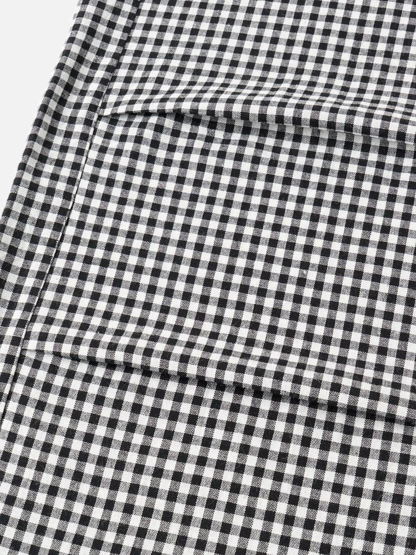 High-Waisted Gingham Wide-Leg Drawstring Pants