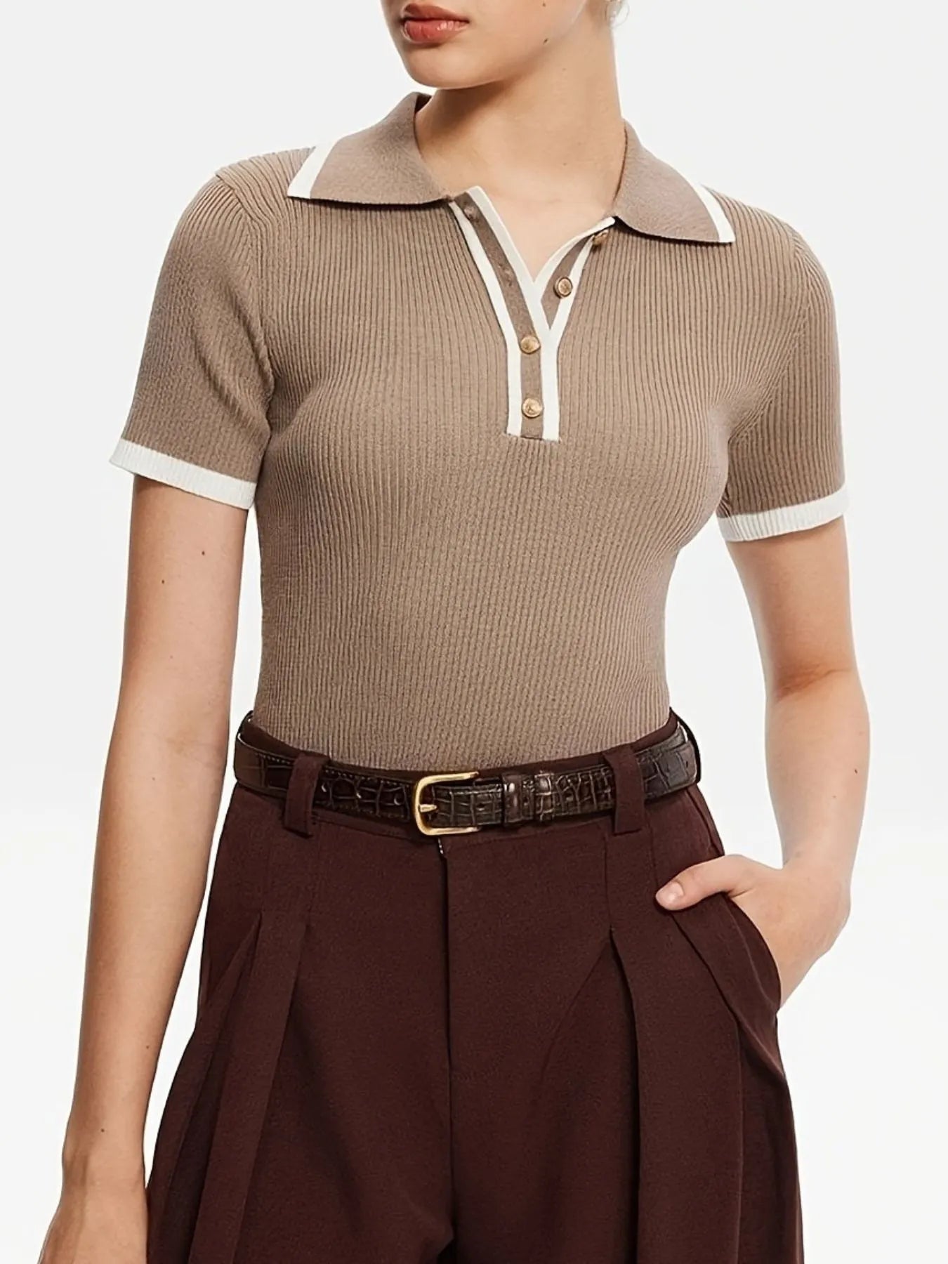 Contrast Trim Button Detail Polo