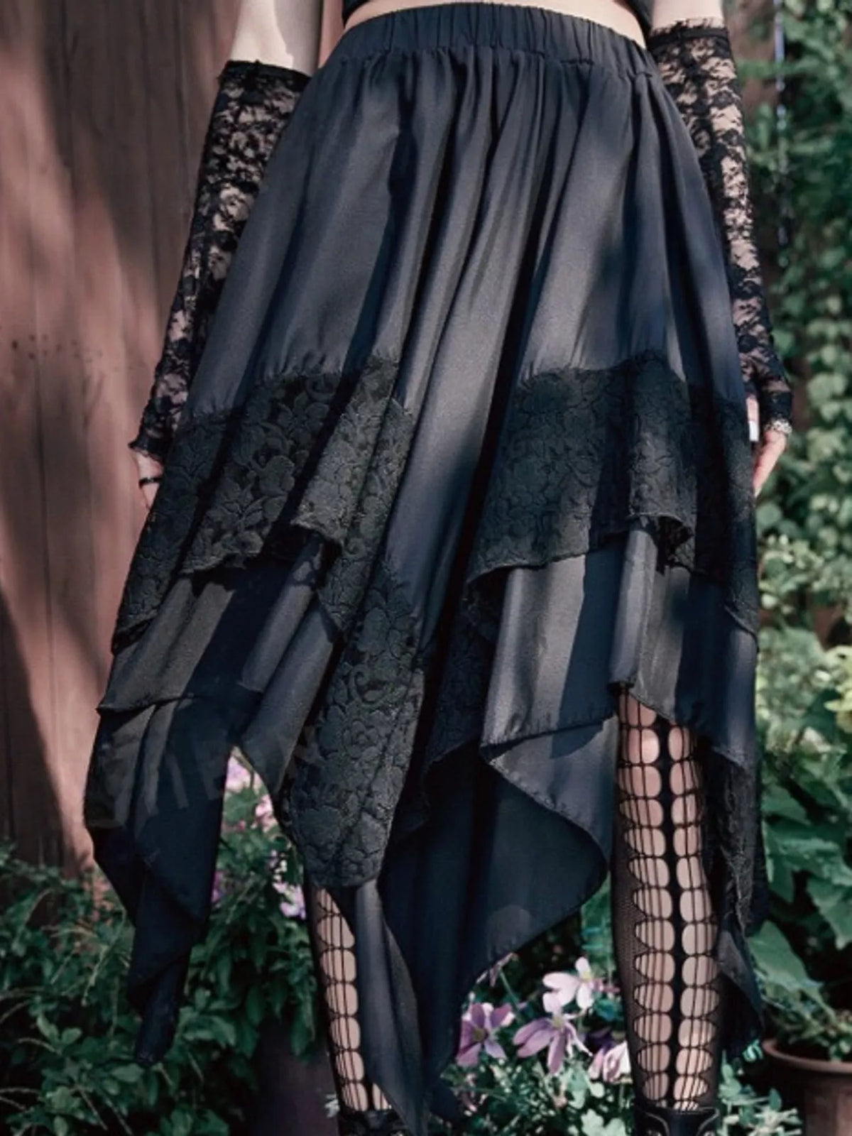 Full Size Asymmetrical Hem Lace Detail Skirt Plus Size