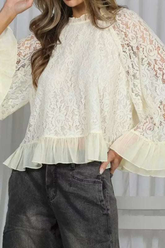 Lace Ruffled Hem Blouse
