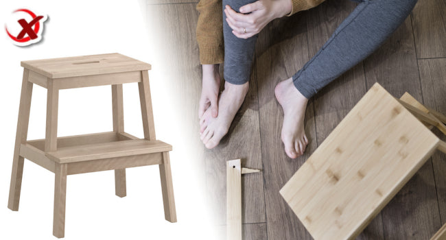 2-Step Stool for Adults & Kids, Heavy-Duty Steel & Wooden, Supports 500lbs, Ideal for Kitchen, Bedroom, Bathroom