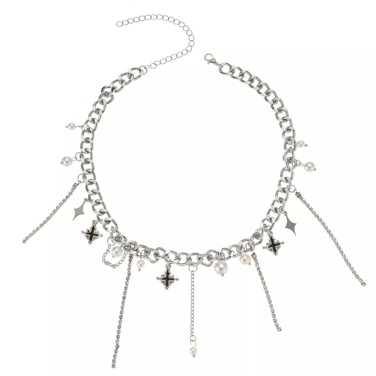 Tassel Star‑Moon Synthetic Pearl Pendant Choker