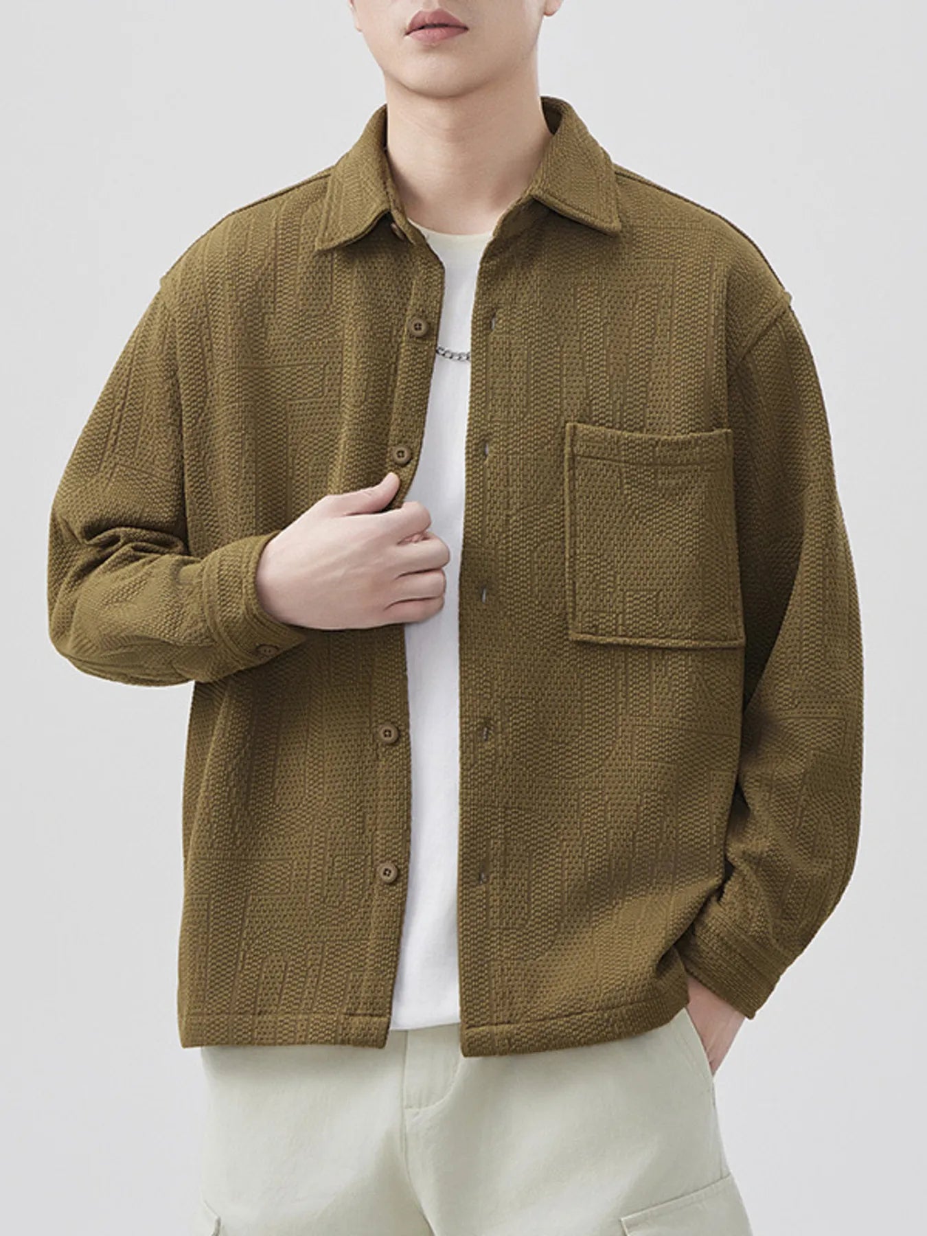 Men's Plus Size Button Up Long Sleeve Shirt
