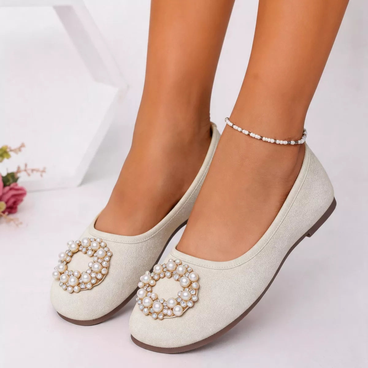Pearl Embellished Slip-Ons
