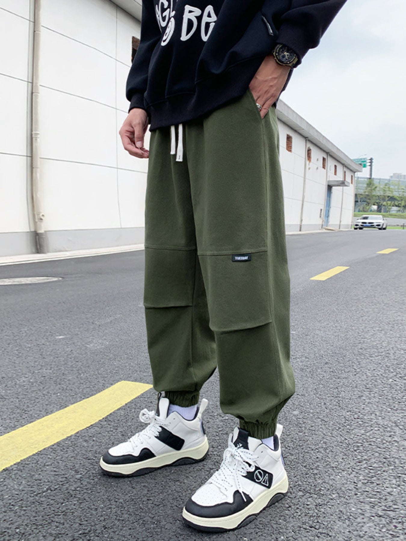 Men's Plus Size Drawstring Joggers with Pockets