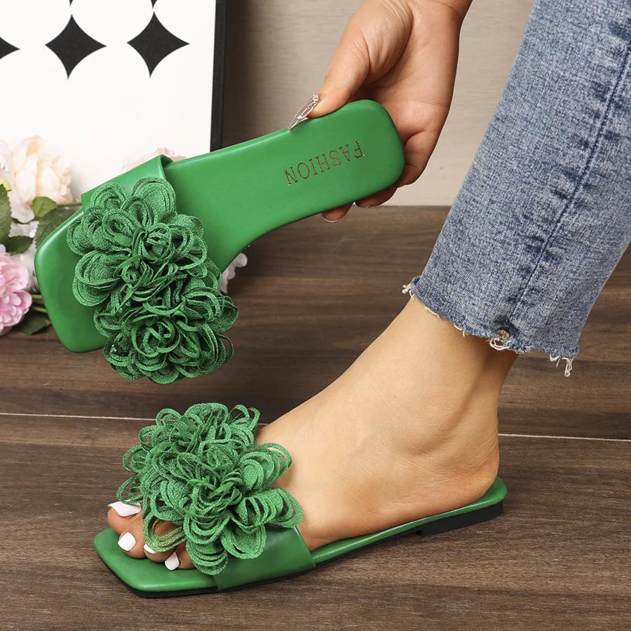 Floral Embellished Flat Sandals